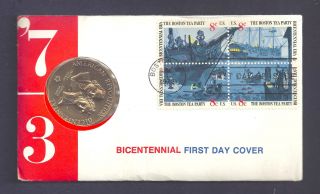 Fdc Scott 1483a With American Revolution Bicentennial Commemorative Medal photo