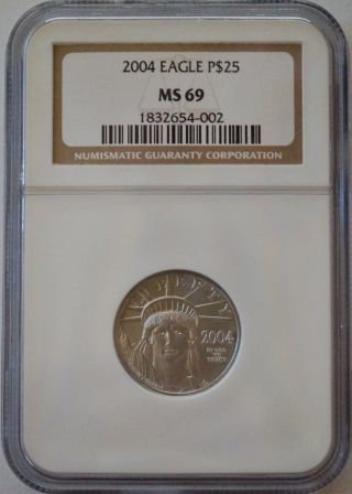 2004 $25 American Eagle (1/4 Oz) Platinum Ngc Ms - 69 photo