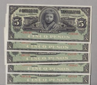 5 Mexico Banknote: Banco De Tamaulipas - 5 Pesos - Unreserved Penny Start photo
