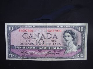 1954 Canada Ten Dollar Bill Fc Prefix Devil Face Signed Beattie & Coyne photo