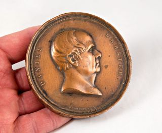 Monumental Daniel Webster Bronze Medal 1852 Very Rare Medallion 77mm photo