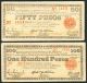 50 & 100 Pesos Negros Philippine 1943 Treasury Emergency Currency Ww2 Banknote Asia photo 1