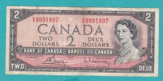 The Canada Two Dollars Banknote 1954 K/g 9991897 photo