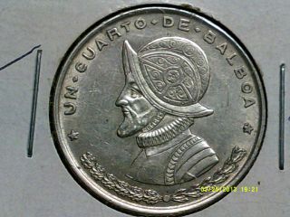 Panama 1/4 Balboa Silver Coin.  900 1961 Km25 photo