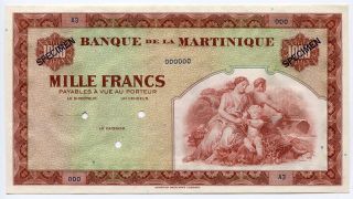Martinique Specimen 1,  000 Francs 1942,  99c Start photo