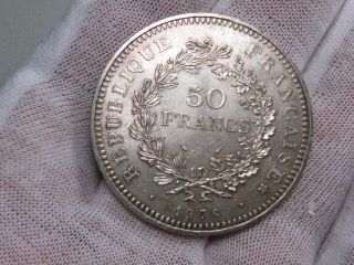 1978 France Silver 50 Francs Large Crown Coin.  Features; Hercules & Nymphs. photo