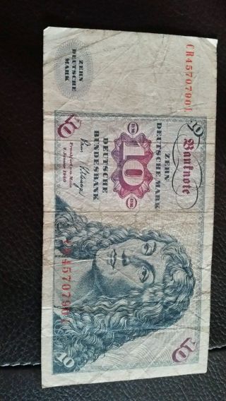 10 Dm Deutscheland Mark Banknote Von 1980 - Bundesbank Germany,  Circulated photo