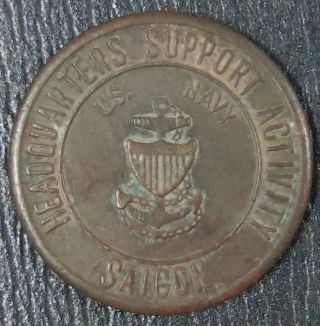 Vietnam Us Military Token Us Navy Headquarters Support Activity Saigon 5 Cents photo