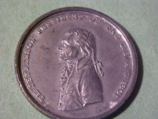 Thomas Jefferson President Medal/token Oregon Historical Society 1898 31 Mm Lead photo