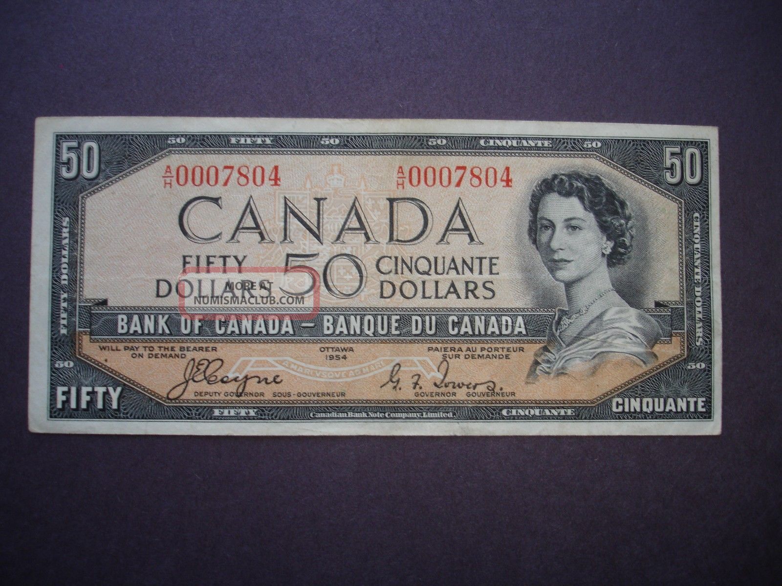 Bank Of Canada 1954 Devils Face Fifty Dollar Note Vf