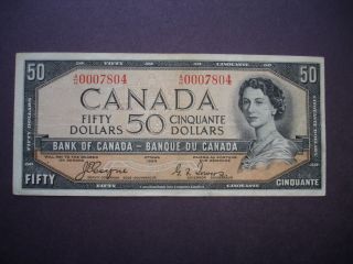 Bank Of Canada 1954 Devils Face Fifty Dollar Note Vf photo