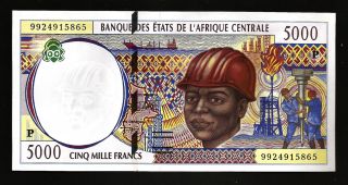 Central African States Chad 5000 Francs 1999 Aunc - Unc P.  604p photo