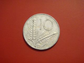 Italy 10 Lire,  1955 Coin.  Two Wheat Ears photo