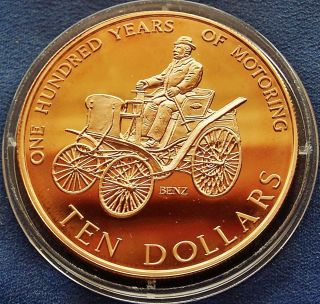 1998 Zealand Benz Commemorative Ten Dollar Coin - Hundred Years Of Mortoring photo