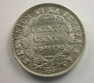 Bolivia 20 Centavos,  1884 Circulated,  Uncertified photo