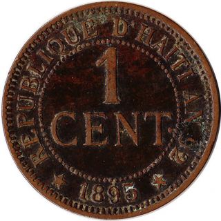 1895 Haiti 1 Centime Coin Km 48 photo