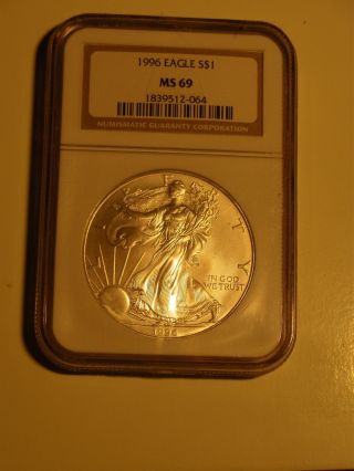 1996 $1 American Silver Eagle Dollar Ngc Ms69 Key Date photo