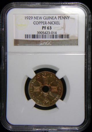 Guinea 1929 Penny Ngc Pf - 63 Proof Rare 1 Year Issue Copper - Nickel photo