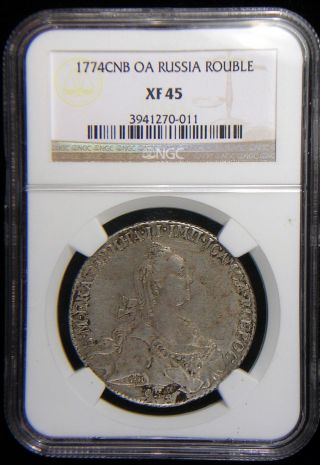 Russia 1774 Cnb Oa Rouble Ngc Xf - 45 Katherine The Great Problem photo