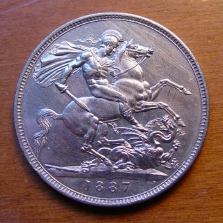 Better British Queen Victoria Silver Crown Coin 1887 photo