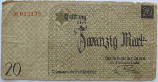 German Empire Wwii,  Jew Judaica Theresienstadt Concentration Camp Banknote 1940 photo