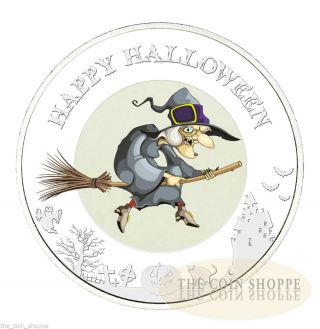 The Witch Moon - 2015 1 Oz Silver Coin - Halloween: Glow In The Dark - Niue photo