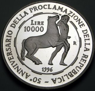 Italy 10.  000 Lire 1996r Proof - Silver - Proclamation Of The Republic - 3303 猫 photo
