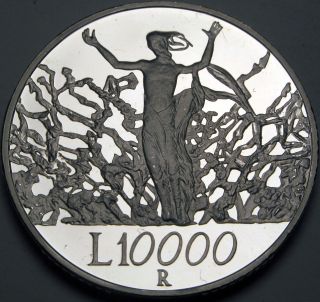 Italy 10.  000 Lire 2000r Proof - Silver - The Pace - 3305 猫 photo
