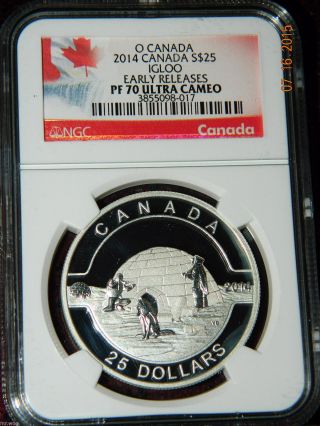 2014 Canada $25 O Canada - Igloo Proof Silver Coin - Ngc Pf70 Uc Early Release photo