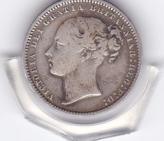 1874 Queen Victoria Sterling Silver Shilling British Coin photo
