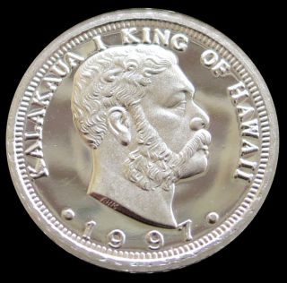 1997 Rhm Platinum Hawaii 1/20 Puela Kalakaua I King Gem Proof Coin - Rare photo