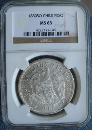 1880 So Chile Peso Ngc Ms - 63 photo