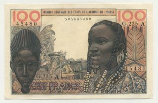 West African States 100 Francs 2 - 3 - 1965 Pick 101a.  E Aunc Banknote photo