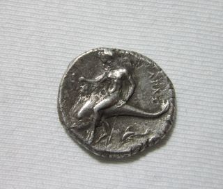Calabria,  Tarentum.  Silver Nomos,  272 - 235 Bc.  Horseman/taras Sitting On Dolphin photo
