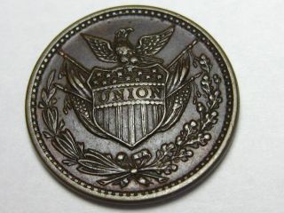 Rare 1860 ' S Civil War Token,  Eagle On Shield,  Flags & Wreath =,  Army & Navy,  Unc. photo