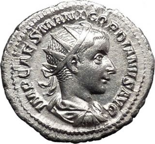 Gordian Iii 239ad Silver Ancient Roman Coin Virtus Courage Excellence I49867 photo