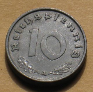 Coin Of Nazi Germany 10rp 1941a Berlin Swastika World War Ii photo
