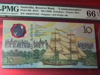 Australia,  Nd (1988) 10 Dollars P 49b Pmg 66 Epq Nr photo