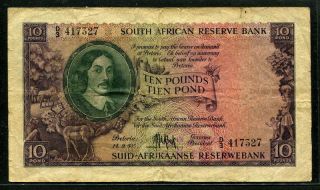 South Africa 1955,  10 Pounds,  417327,  P98,  F - Vf photo