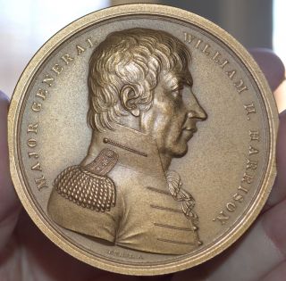 General William Henry Harrison Us Army Hero War 1812 Us Bronze Medal photo