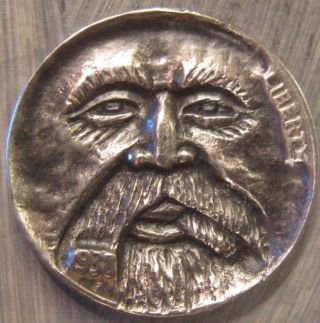 Hobo Nickel,  Miniature Metal Carving,  Spirit Face photo