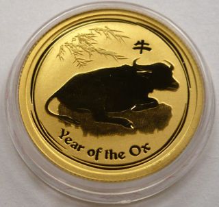 2009 The Year Of The Ox 1/4 Oz Gold Australia 25$ Lunar photo