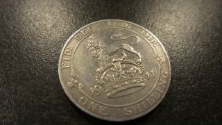 1911 Great Britain - Uk Shilling.  925 Silver - Coin. photo