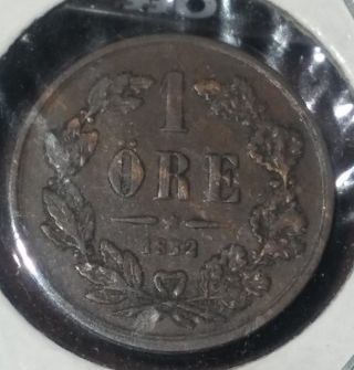 Sweden 1872 La 1 Ore Ruler Carl Iv Bronze Coin photo
