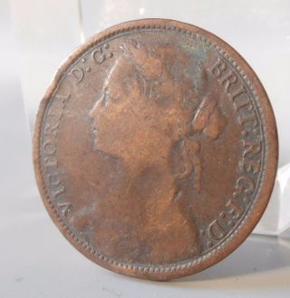 1874 Queen Victoria Great Britain Bronze Penny Coin photo