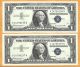1957b $1 Silver Certificates 2 Consecutive Gem Uncirculated Old Paper Money Small Size Notes photo 1