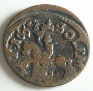 1664 Lithuania John Casimir Ii Shilling Km 50 Copper Coin photo