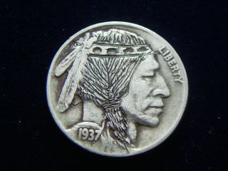 1937 - P Hobo Nickel - The Indian - Engraving By Handmade photo