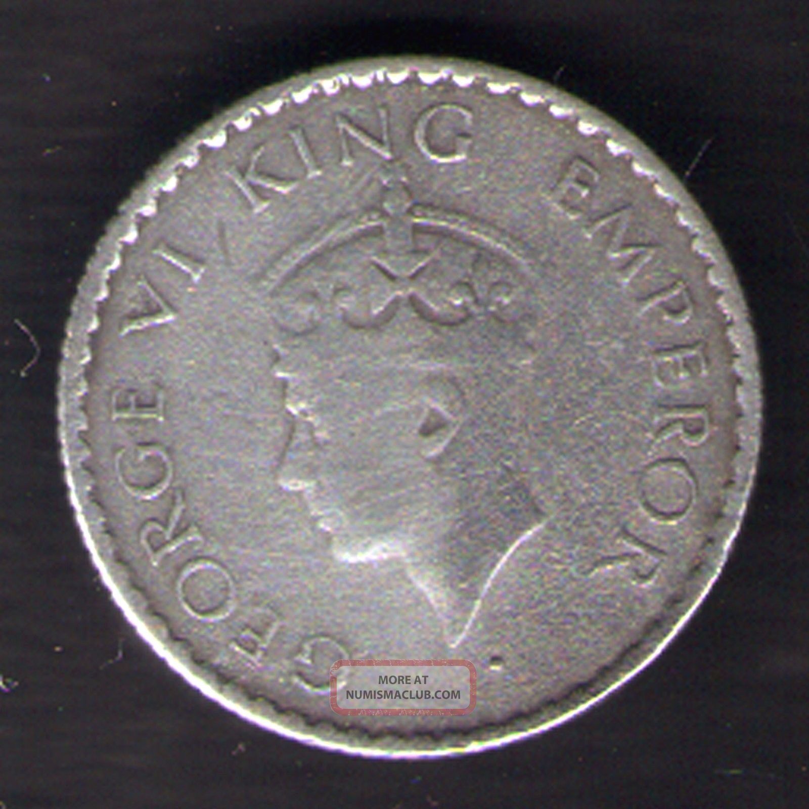 1942 C Uncirculated Silver British India 1//4 Rupee