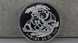 1988 China 5oz Alloy With Silver Chinese Panda Coin Fz002 photo
